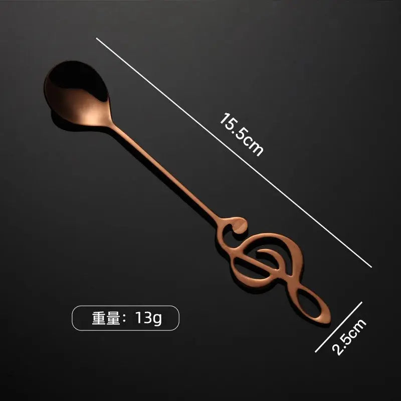 Stainless Steel Musical Note Spoon Coffee Ice Cream Desserts Teaspoon Creative Kitchen Accessory Dining Decor