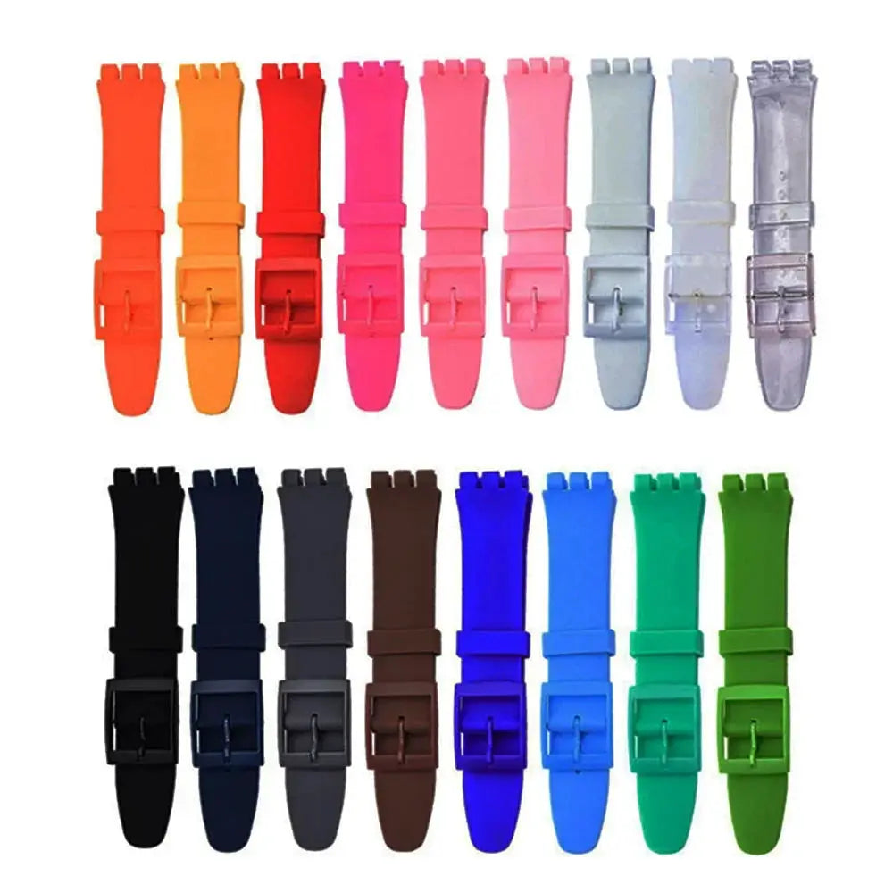 Simples Market silicone Swatch watch bands set, 16–20mm, assorted colors