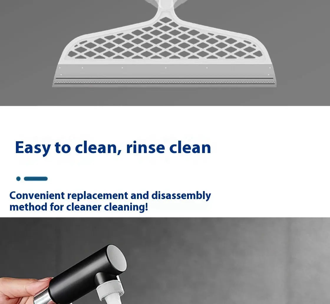 Silicone scraper broom by Simples Market, white, heavy-duty squeegee for bathroom floors and windows