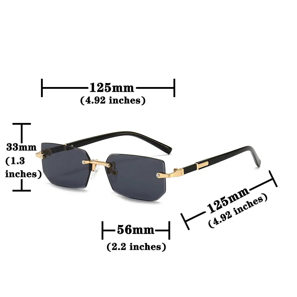 NovaVista Rimless Rectangle Sunglasses Unisex Lightweight Small Square Shades With Mirror Lenses For Summer Travel