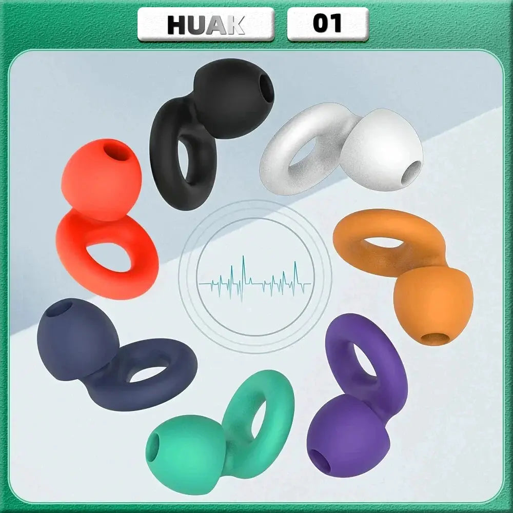 HUAK Quiet Ear Plugs Noise Reduction Reusable Hearing Protection 8 Soft Silicone Ear Tips XS S M L Sleep Swim Work
