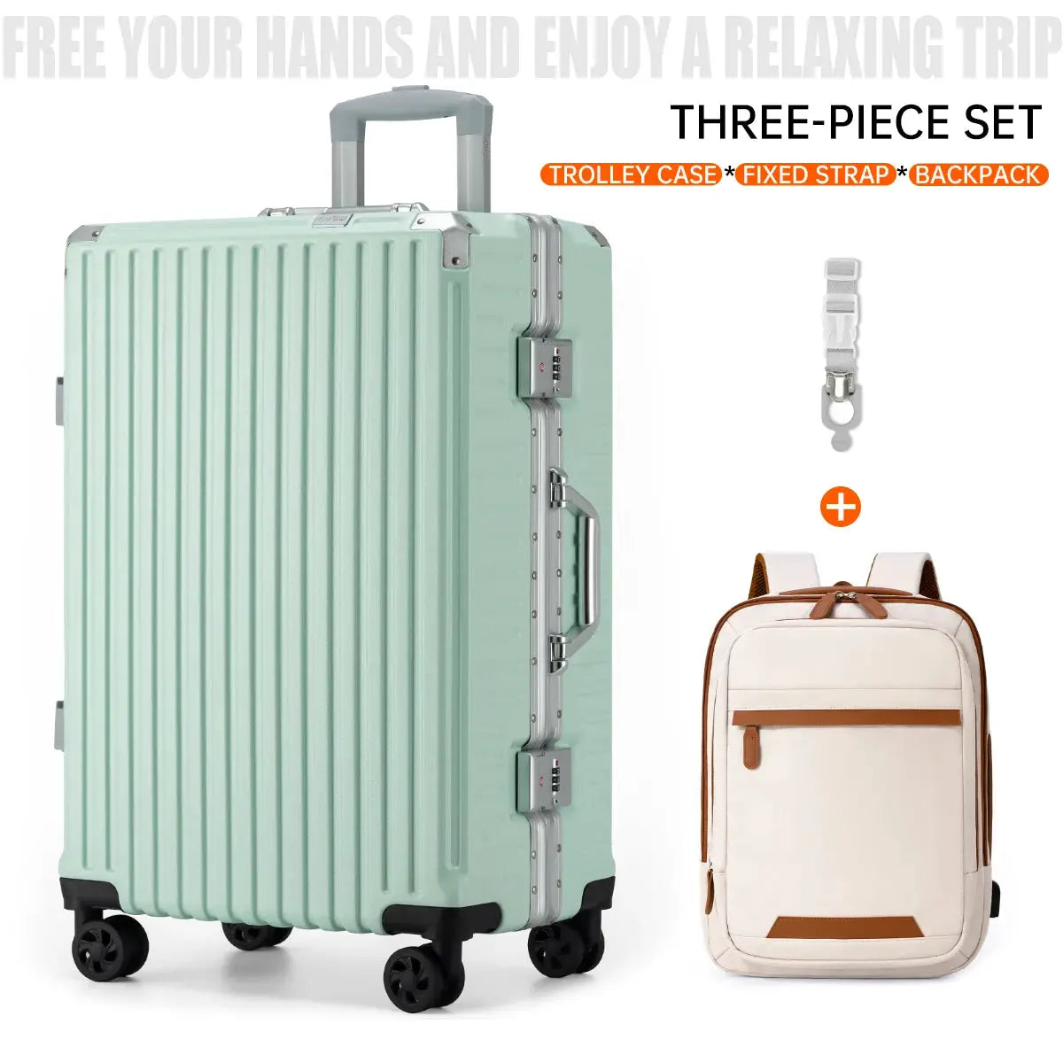 Trolley Luggage Aluminum Frame Rolling Suitcase Durable Carry On With USB Charging And 360 Degree Spinner Wheels