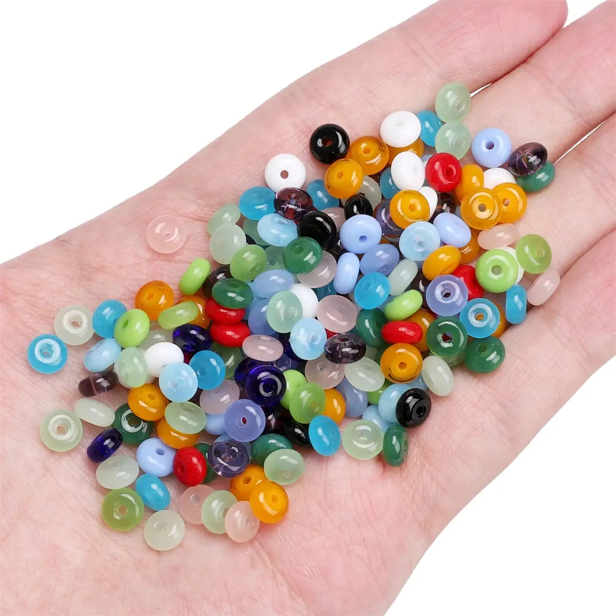 Glass Wheel Beads 60G Bag Loose Beads For DIY Jewelry Making Bracelets Earrings Crafting Projects