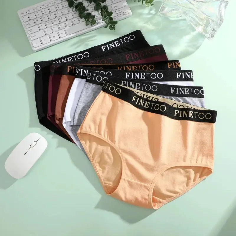 Finetoo cotton women's briefs 7-pack, seamless low-rise panties in assorted colors