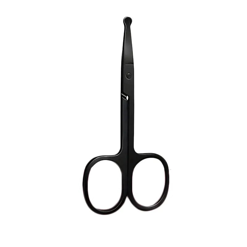 One Piece Silver Mirror Finish Round Head Nose Hair Scissors Stainless Steel Safety Tip