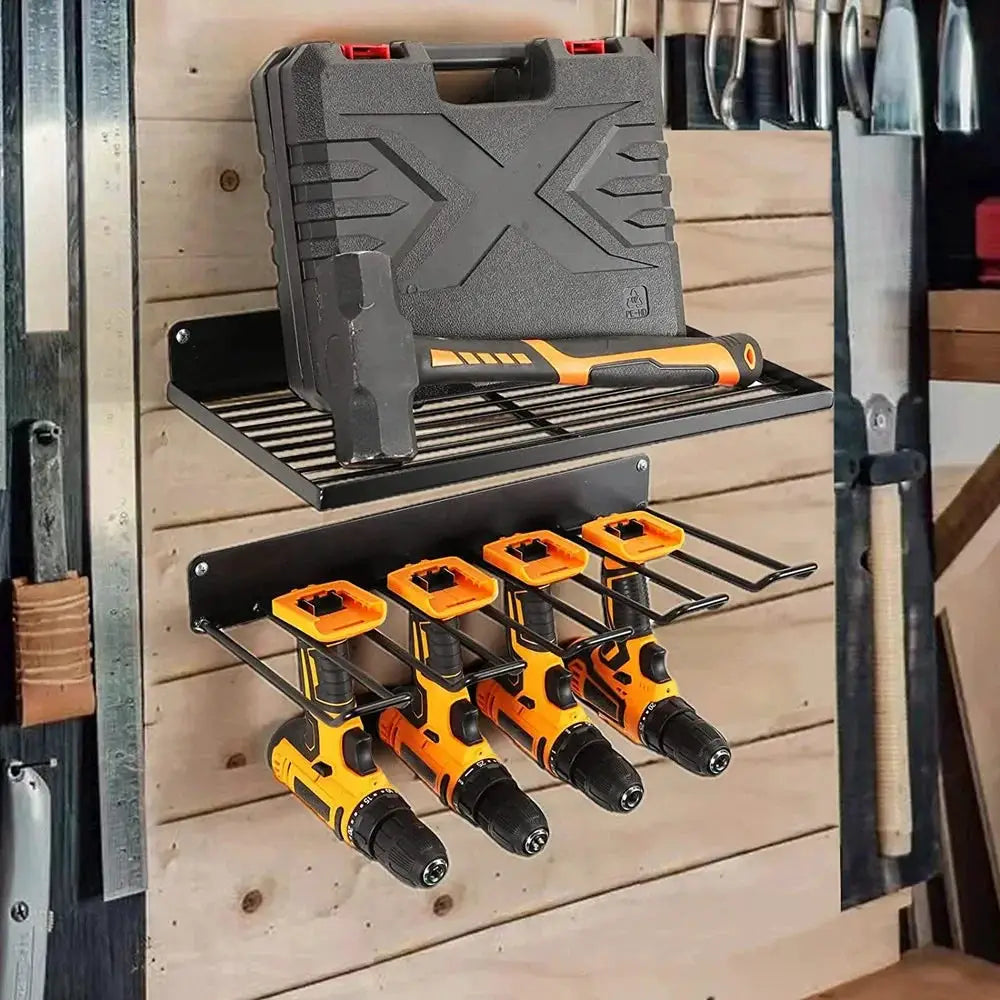 Power Tool Wall Mount Holder Heavy Duty Pegboard Wall Storage Rack For Drill Screwdriver And Tool Set In Workshop Garage