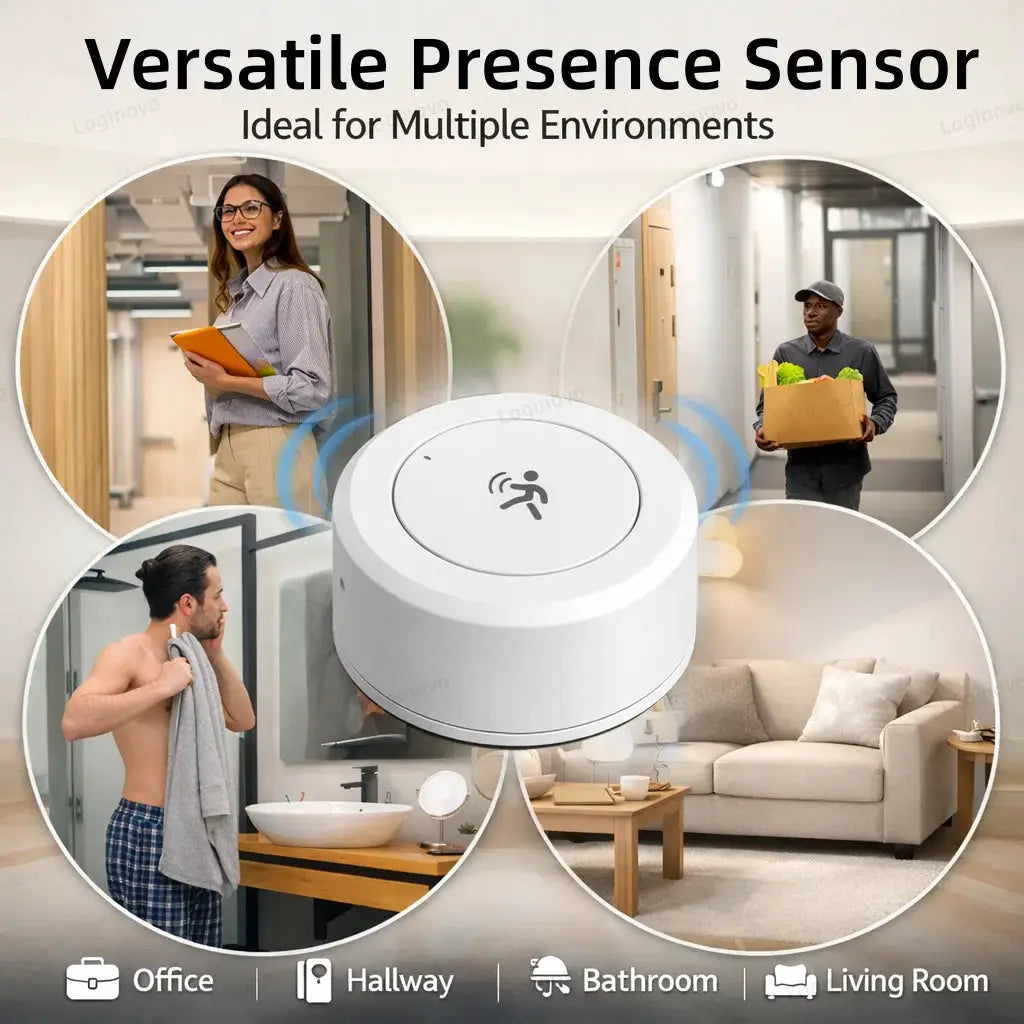 ZigBee 24G mmWave presence sensor, white mini PIR detector for Tuya Smart Life home automation by Simples Market