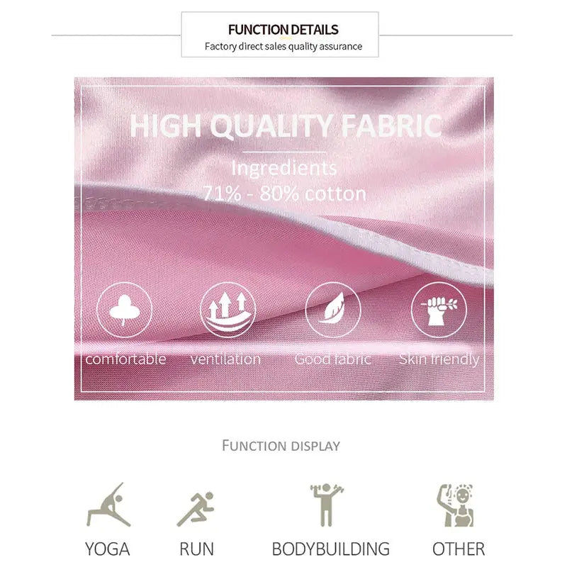 Women's pink shorts and yoga pants with cotton blend fabric; comfortable and skin-friendly