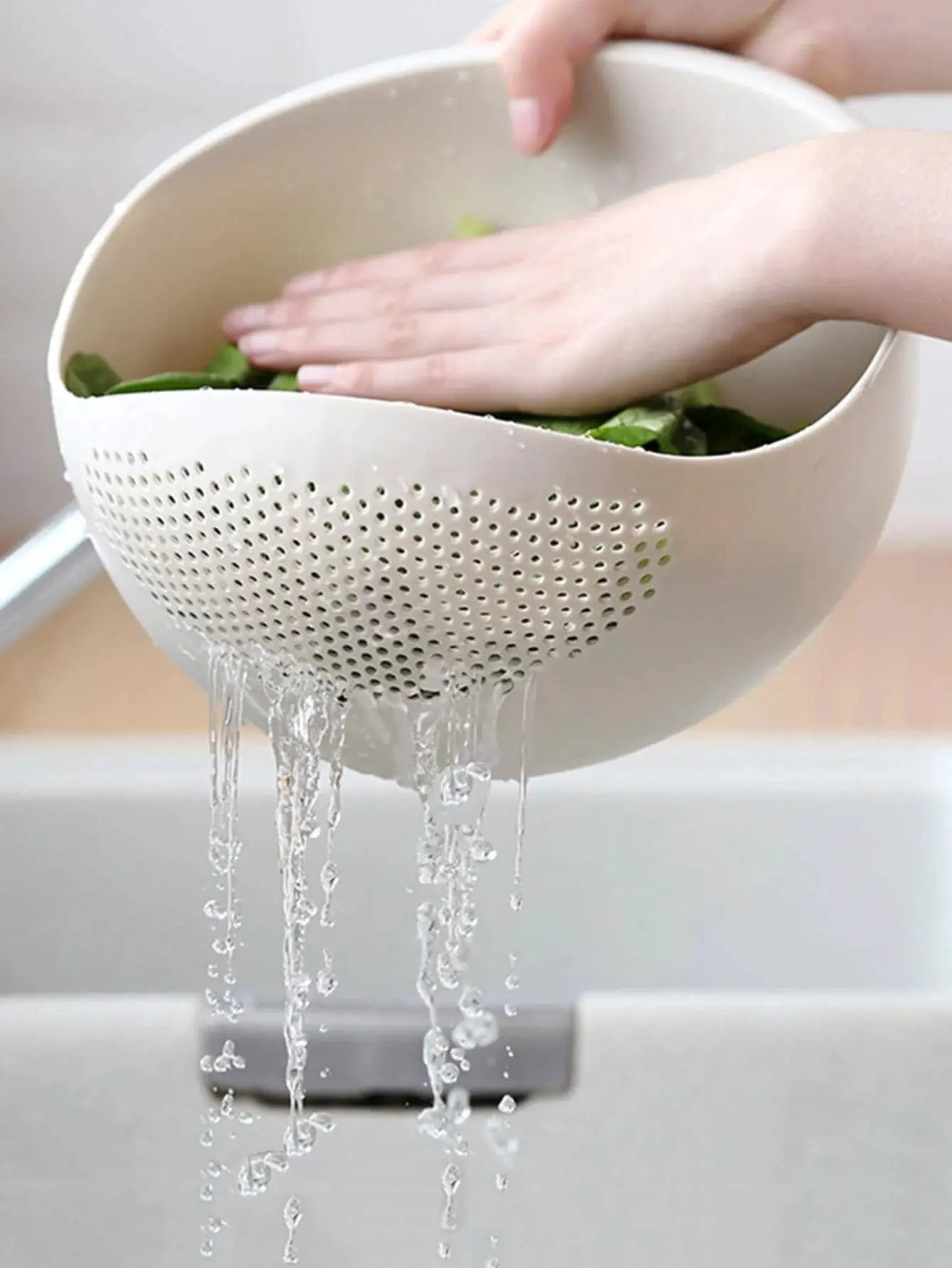 Three In One Colander Rice Bowl Drain Basket With Handle For Fruit Vegetables Washing Kitchen Organizer