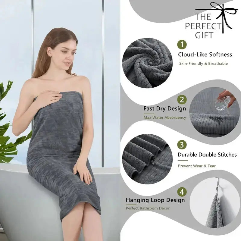Simples Market 8-Piece Gray Bath Towel Set; absorbent and quick-dry fabric