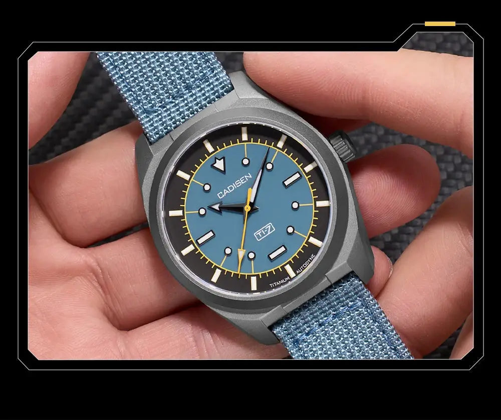 CADISEN TI-7 Autodyne wristwatch by Simples Market; titanium steel case, blue dial