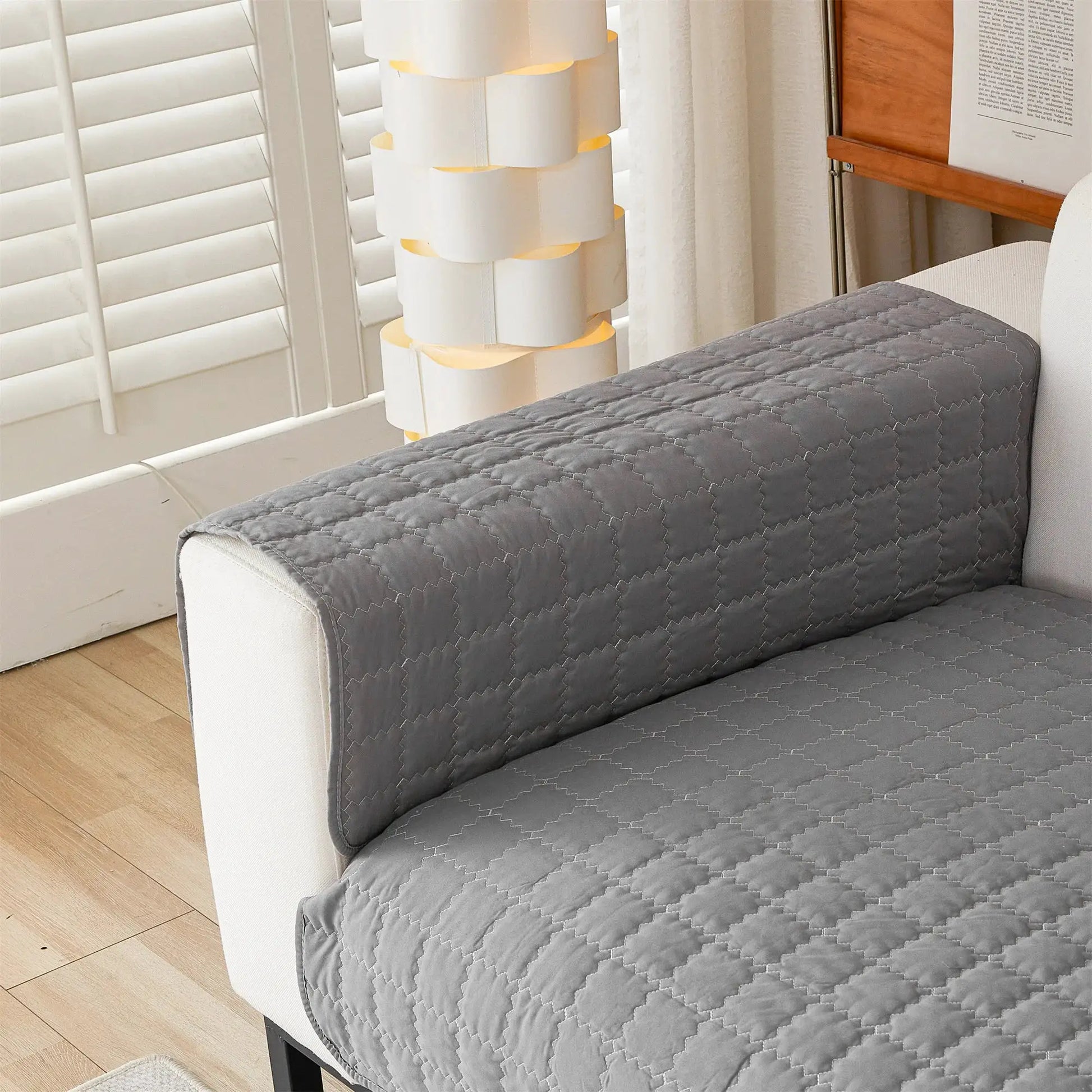 Sofa slipcover by Simples Market, 1pc quilted anti-slip in gray for living room
