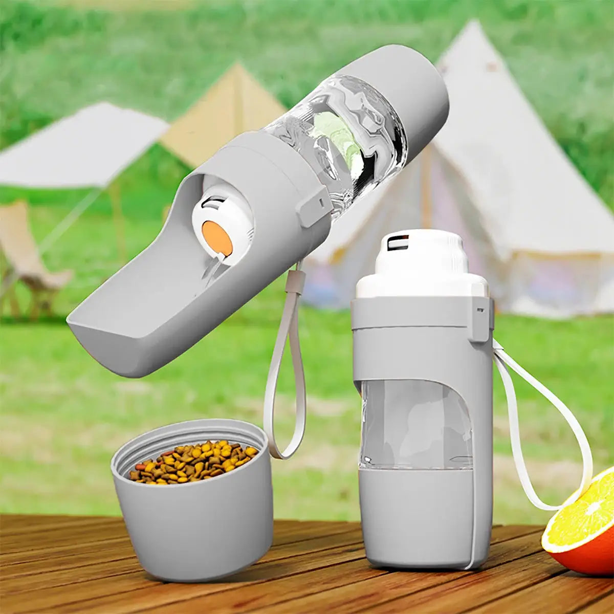 Portable Dog And Cat Water Bottle With Built In Storage Food Container For Outdoor Travel Feeder Bowl Pet Supplies