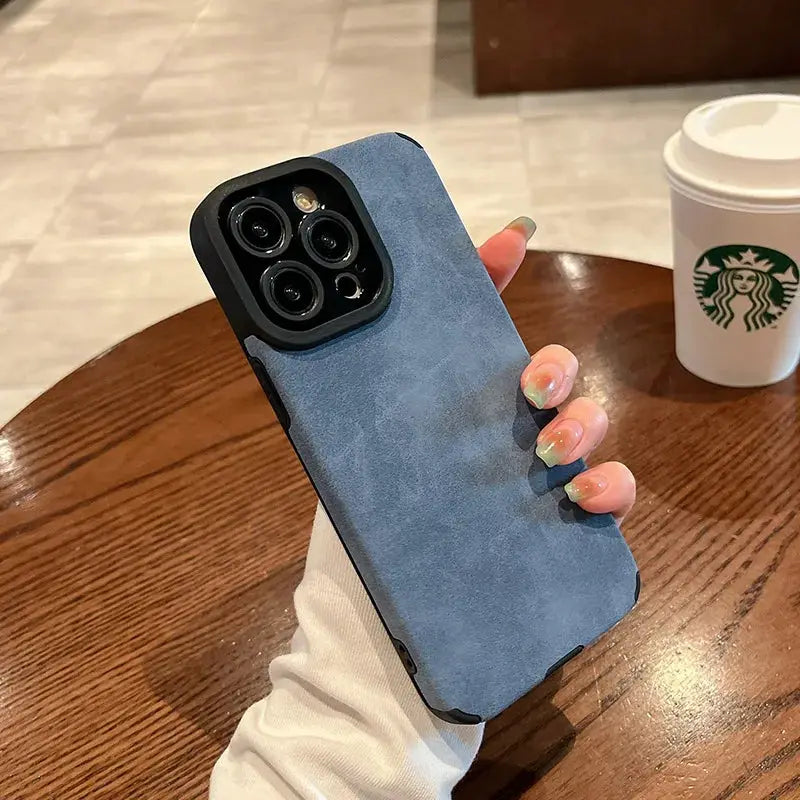 Fashion Matte Leather Silicone Case For iPhone 14 Plus 12 13 Mini 11 16 15 Pro Max 17 Pro Max Lens Protection