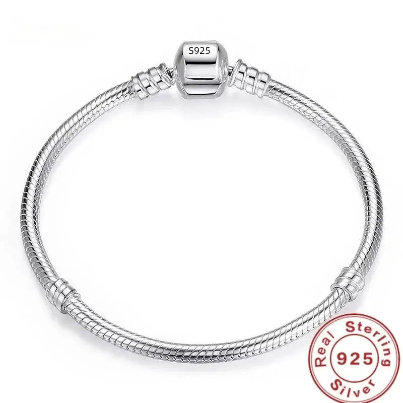 Handmade 925 Silver Charm Bracelet For Women Fine Jewelry Snake Bone Design Premium Accessory