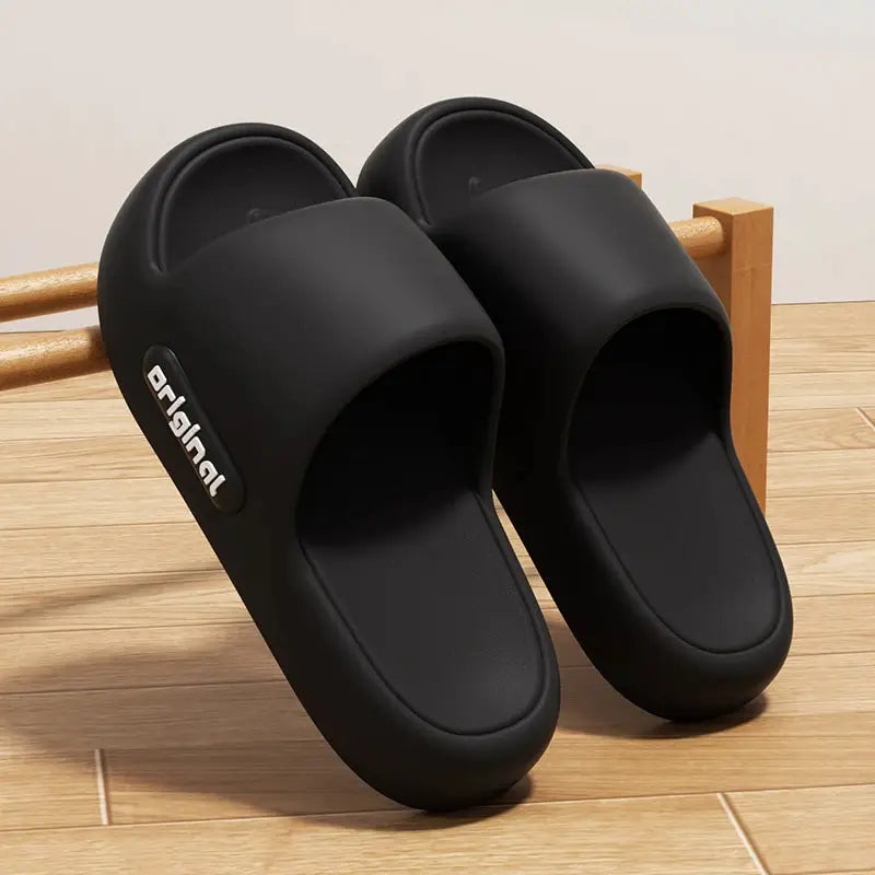 CloudWalk Thick Platform Pillow Slippers For Women With Soft EVA Soles Non Slip Indoor House Shoes