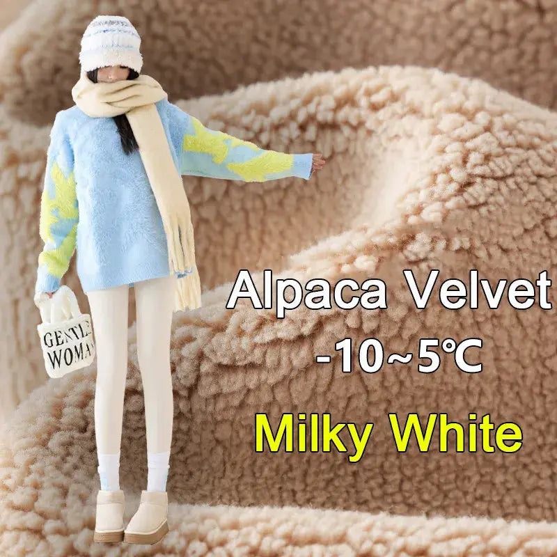 BIVIGAOS high-waist fleece leggings for women in milky white alpaca velvet; seamless, thickened, warm, Simples Market