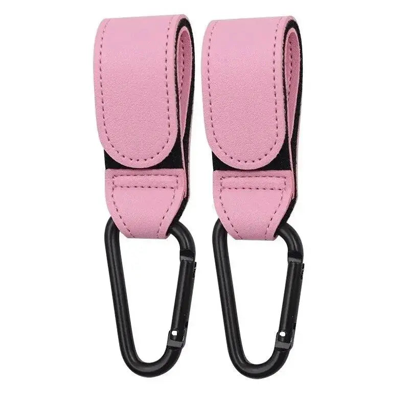 2 Pack PU Leather Stroller Hooks Adjustable Pram Hanger For Diaper Bags Baby Travel Accessories