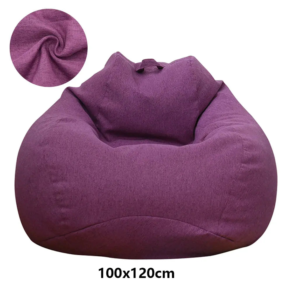 Large purple bean bag cover 100x120 cm with soft fabric, filler not included