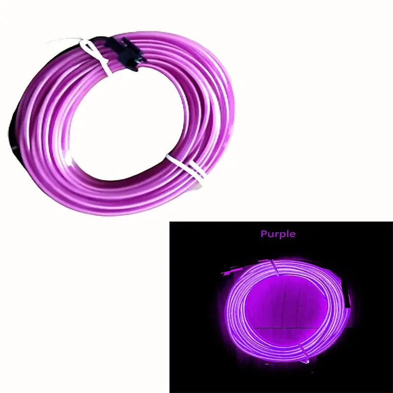 1M 3M 5M Neon LED Car Interior Decorative Lamp Strips USB Powered DIY Dashboard Console Ambient Cool Light