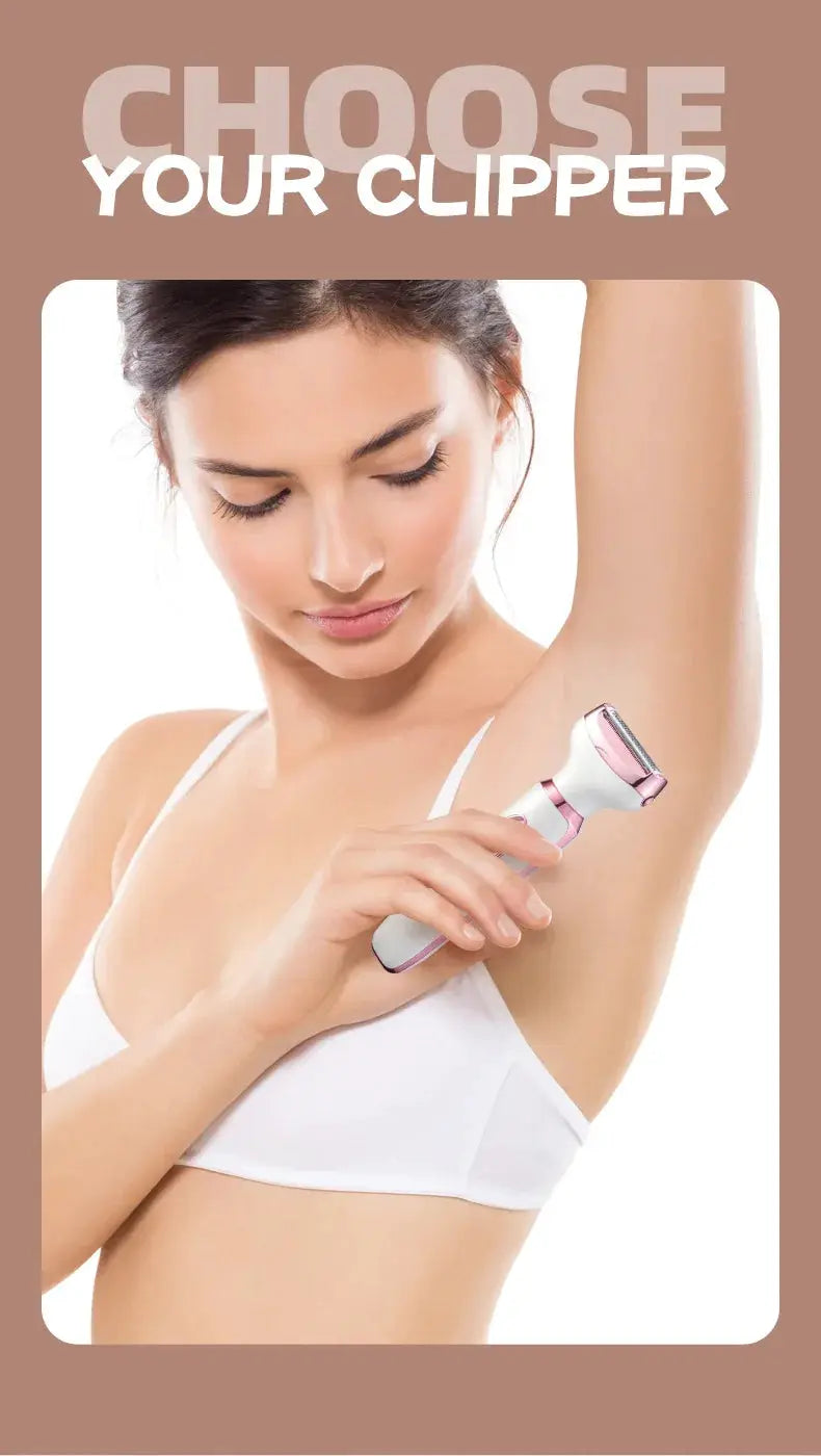 HOMEFISH 4-in-1 electric lady shaver by Simples Market; cordless pink and white body hair remover.