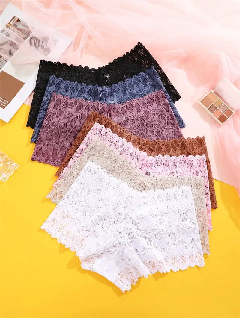 4-pack women's floral lace panties with V-waist in assorted colors