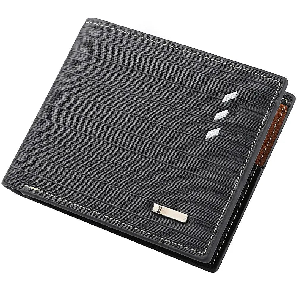 Simples Market men's striped leather bi-fold wallet with money clip and card slots