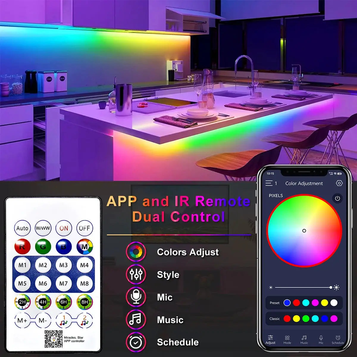 5V RGB IC Neon LED Strip Light USB Waterproof Flexible 1M 2M 3M 5M 10M With Bluetooth Remote Control For Home Decor