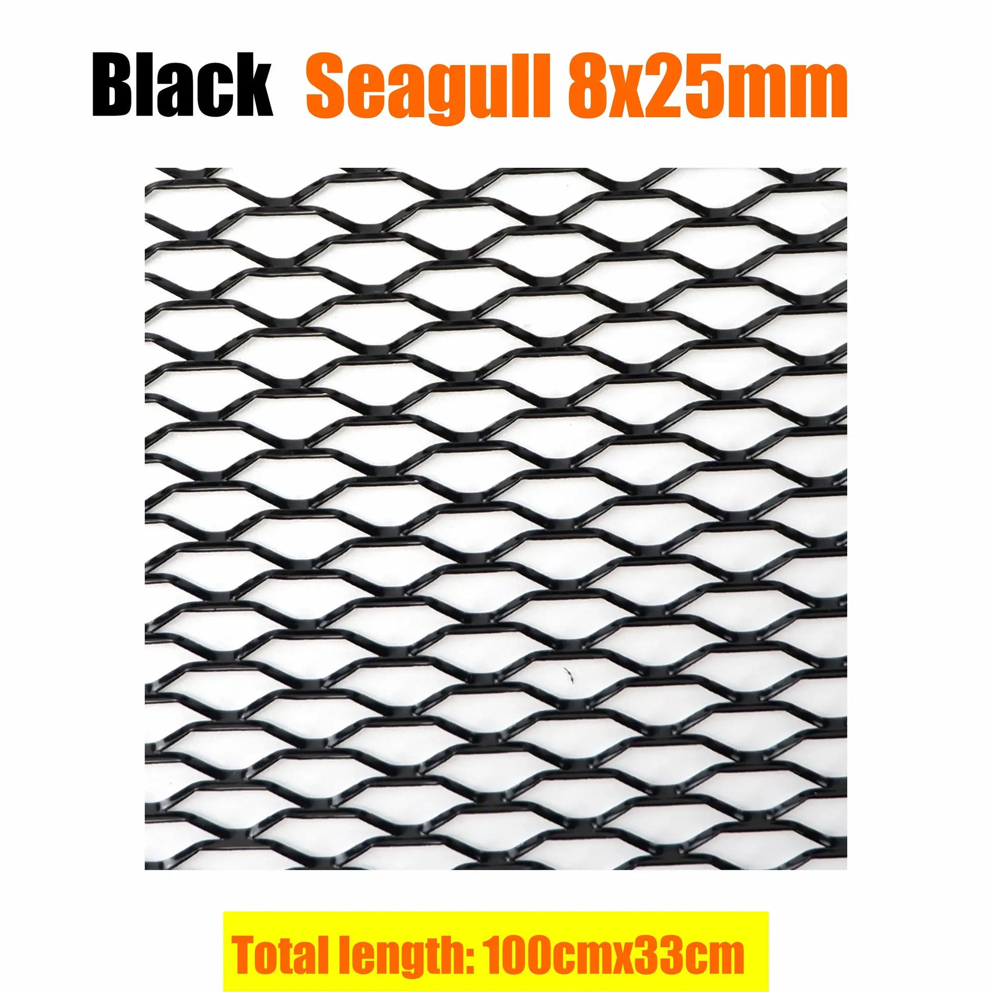 Aluminium racing car bumper grille mesh, 100x33 cm, black, Simples Market