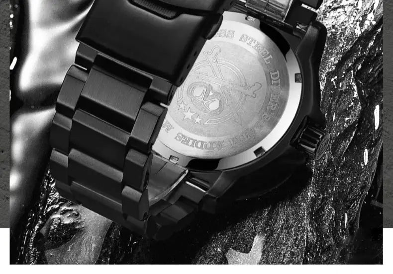 Addies men's military watch with black stainless steel strap, Simples Market