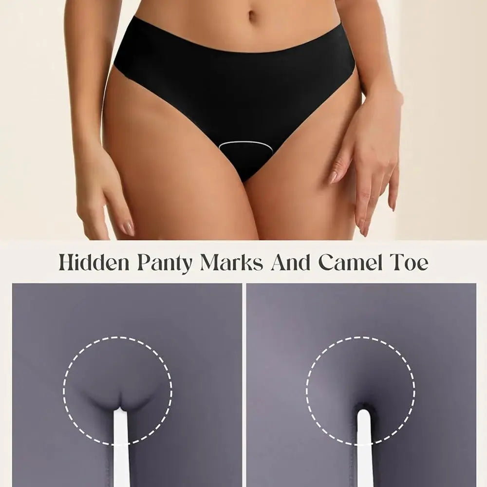 Simples Market anti-cameltoe seamless thong underwear, black, 1–3 piece set