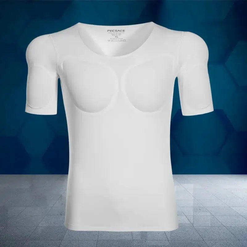 Simples Market men's body shaper undershirt with built-in ABS muscle pads, white