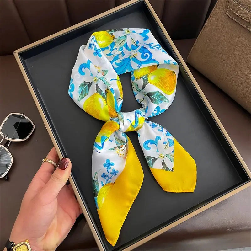 Luxe Silk Satin Square Scarf Silk Feel Finish Versatile Fashion Wrap For Shawl Hijab Neckerchief Hair Ribbon Headband