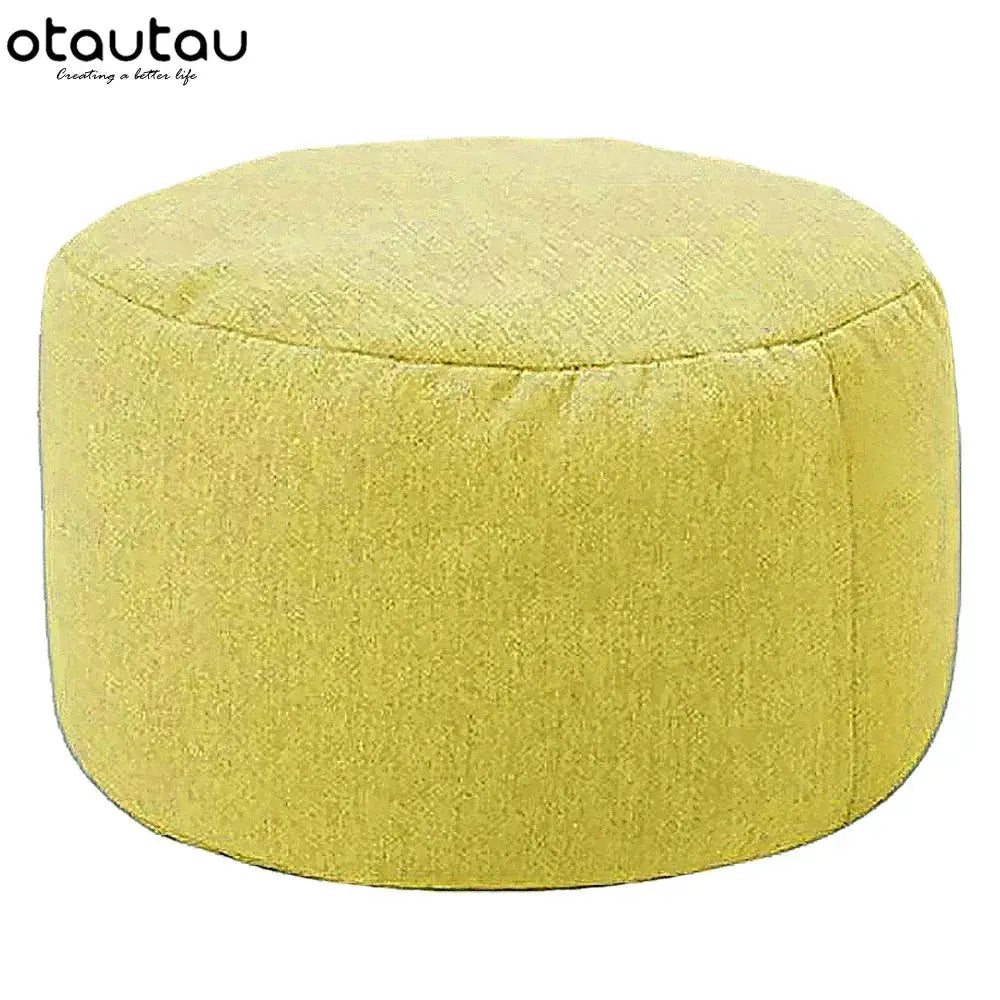 Linen bean bag pouf, round yellow with filling OTAUTAU