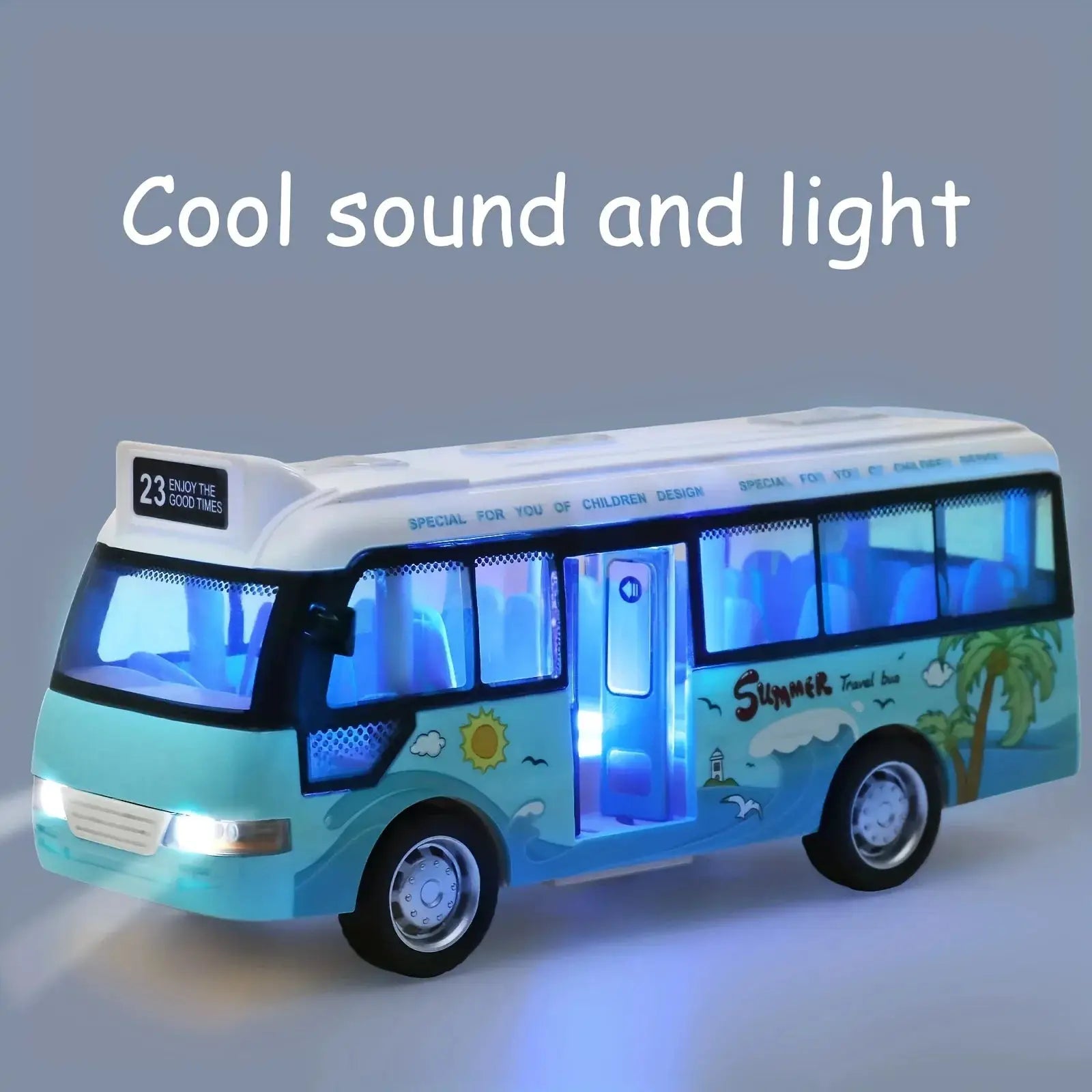 City Bus Die Cast Toy Car For Boys And Girls Airport Theme With Pull Back Action Lights Sound Open Doors