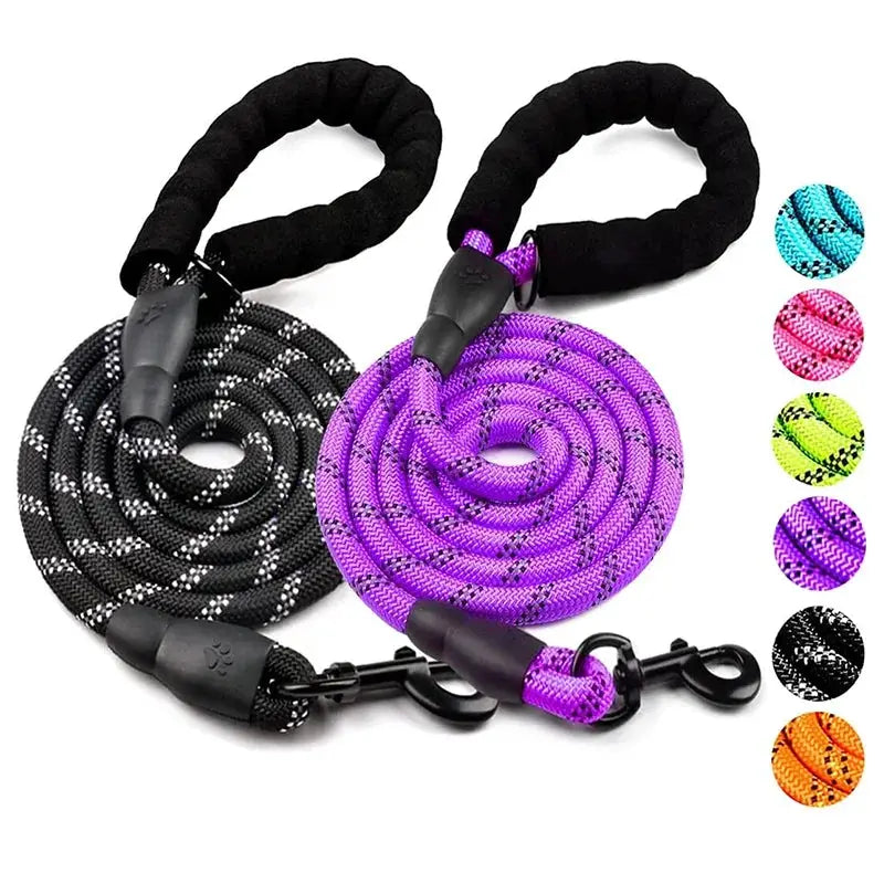 Strong Durable Reflective Nylon Dog Leash For Small Medium And Large Dogs Heavy Duty Tow Safe Walk