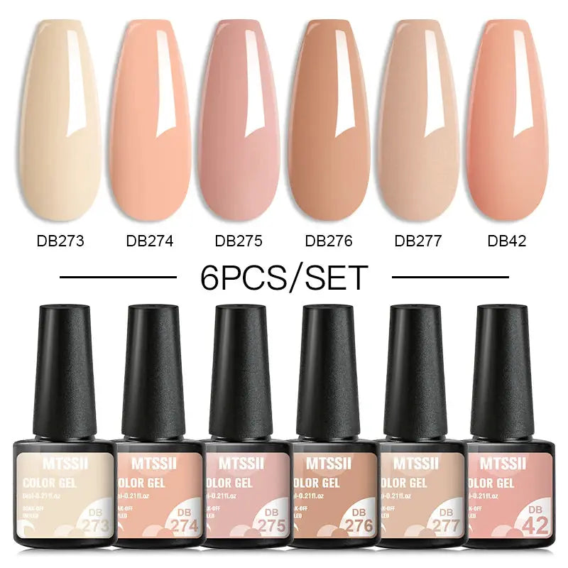 Gel nail polish set, 6-piece MTSSII nude-to-pink shades