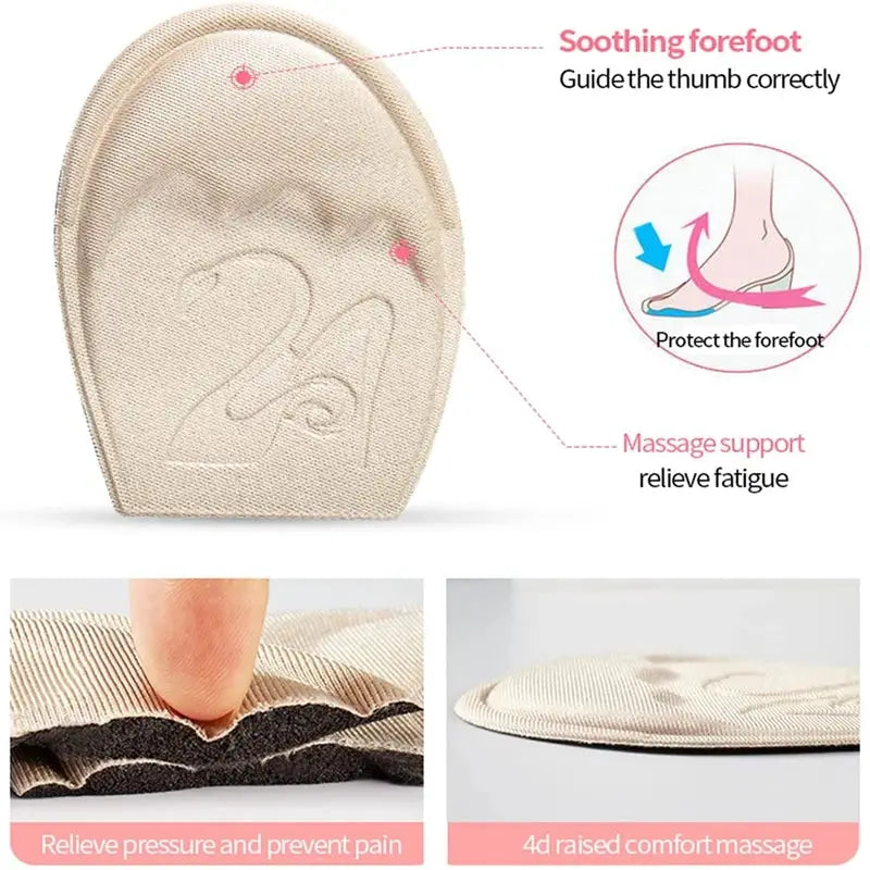 FootEase Forefoot Pad Half Insoles Non Slip Cushion For Pain Relief And Size Reduction In High Heels