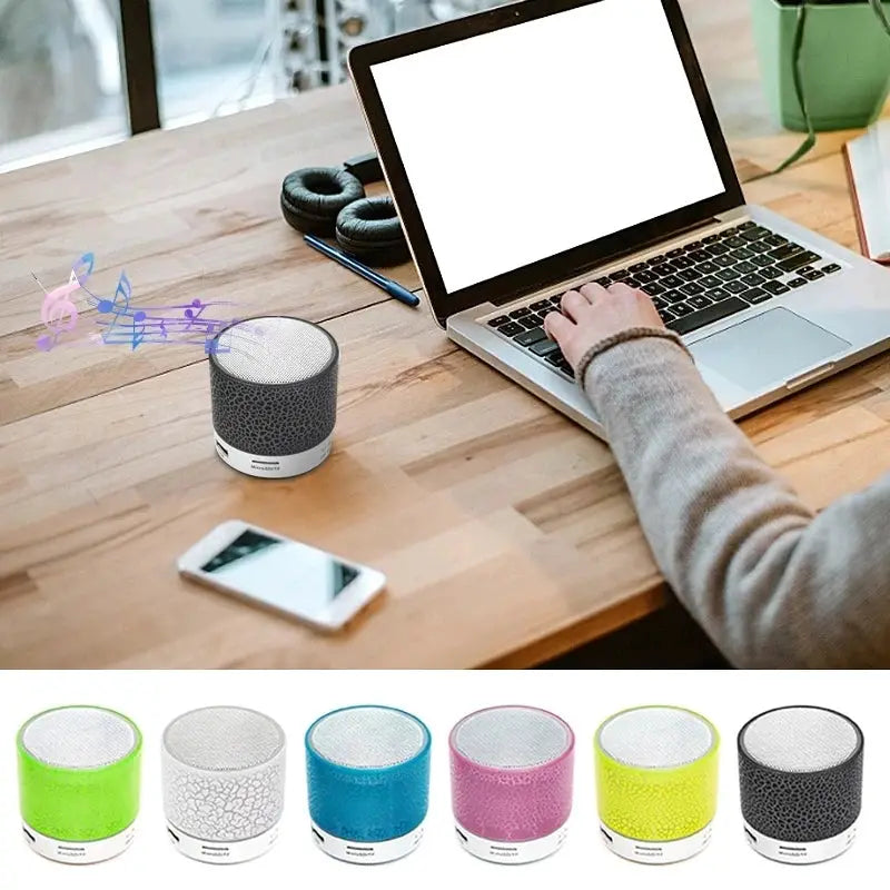 Mini Portable Wireless Bluetooth Speaker With LED Lights Crack Appearance Design Hands Free Hi Fi Audio