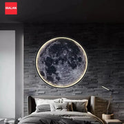 Moon wall lamp by IRALAN; round LED night light, dimmable with remote control for modern bedroom decor
