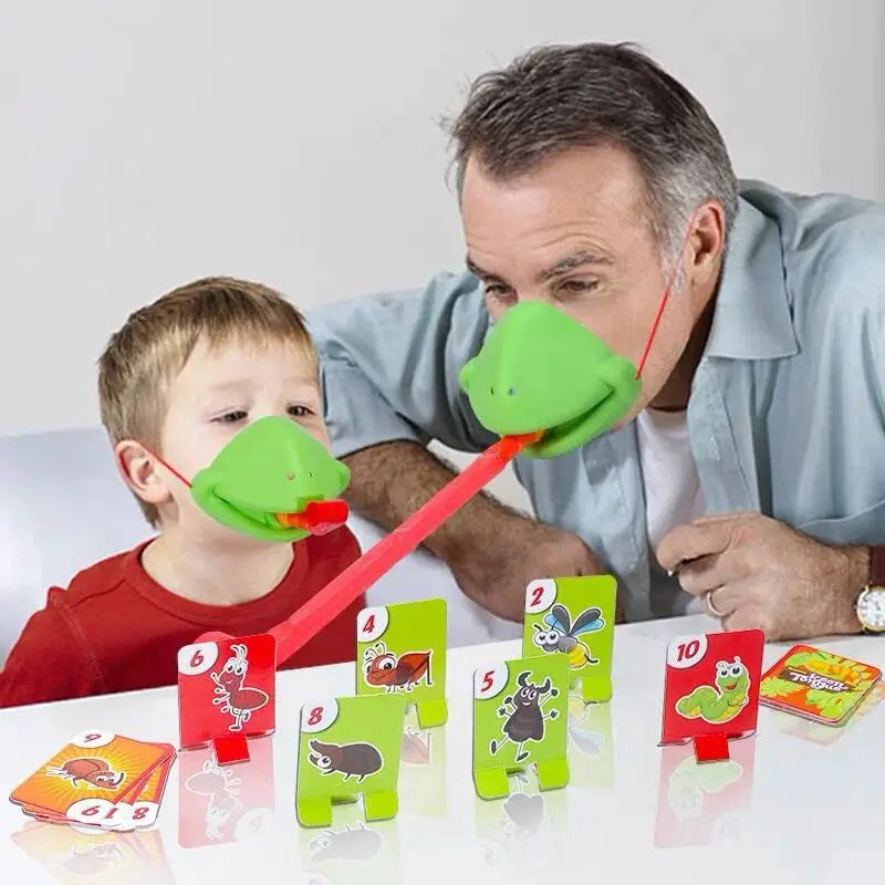 Frog Lizard Mask Wagging Tongue Card Licking Board Game For Parties Family Fun Antistress Desktop Puzzle Toy