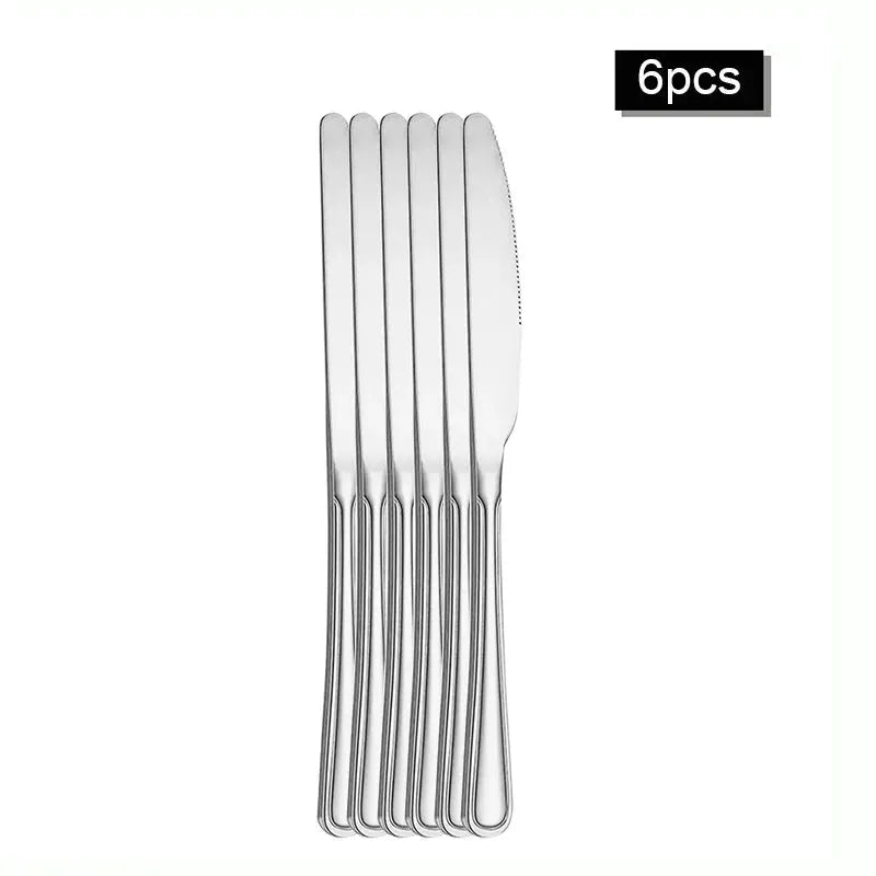 Stainless Steel Cutlery Set 6 Or 30 Pieces Steak Knife Fork Dessert Spoon High End For Restaurants And Hotels