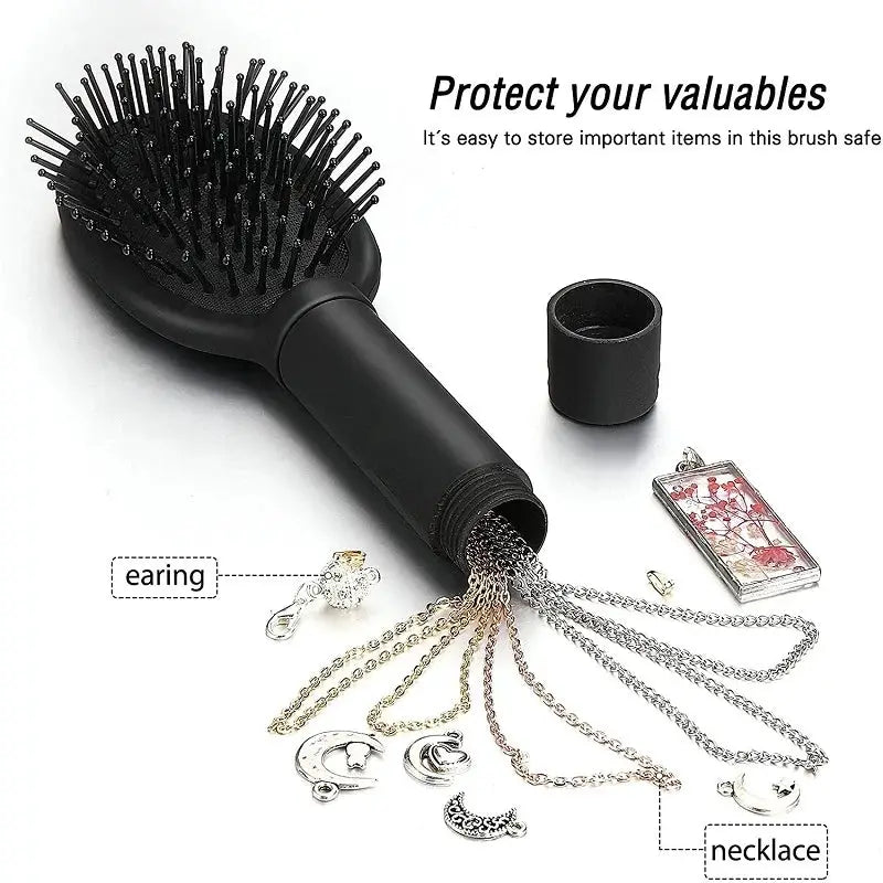 Discreet Hair Brush With Secret Compartment For Cash Keys Pills Jewelry Hidden Stash