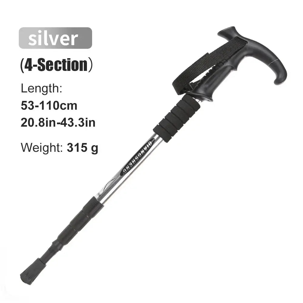 Outdoor Folding Trekking Pole 4 Section Portable Telescopic Hiking Stick Lightweight For Camping And Climbing