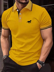 Men's Short Sleeve Polo Shirt Button Lapel Casual Summer Top Polyester Breathable Comfort Size S3XL