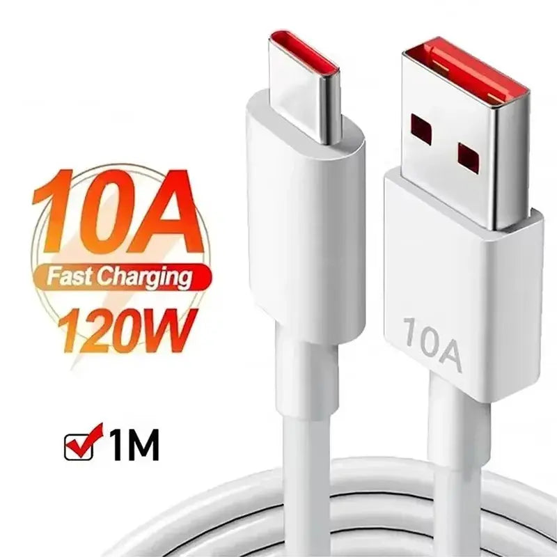 Simples Market white USB-C to USB-A charging cable, 1m, 120W fast charging