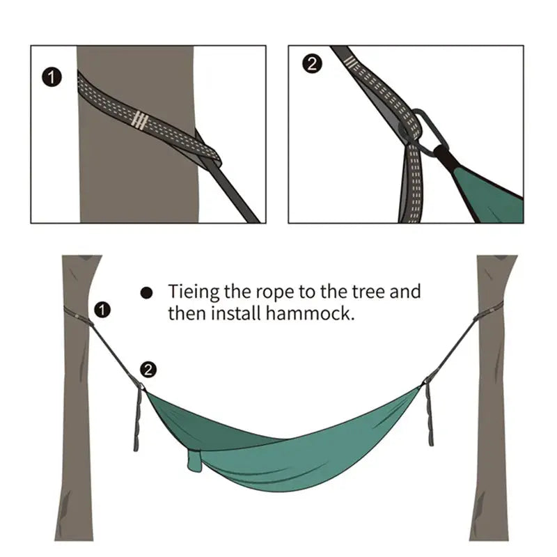 2 pcs Simples Market hammock straps, gray polyester with 5-ring design, 600 lb breaking strength
