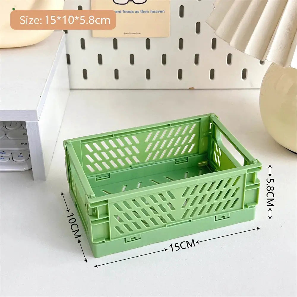 Collapsible Plastic Folding Storage Box Basket Desk Organizer For Home School Office Cosmetic And Accessories