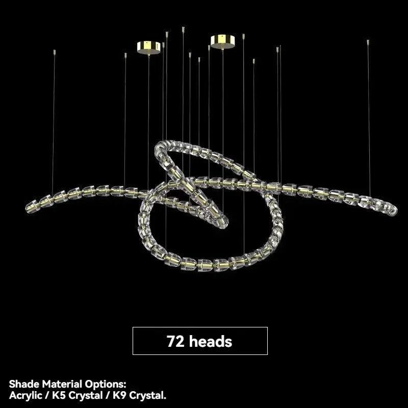 Simples Market chandelier ceiling light with multi-strand crystal acrylic beads, adjustable length, 72 beads