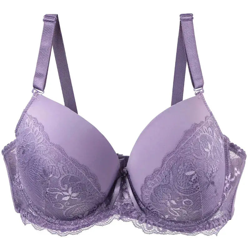 DaiNaFang push-up bra by Simples Market, lavender lace with satin bow and adjustable straps
